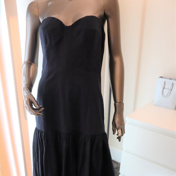 Veronica Beard Fiore Navy Blue Strapless Linen Dress Size 6 New with Tag $495 - Picture 6 of 11